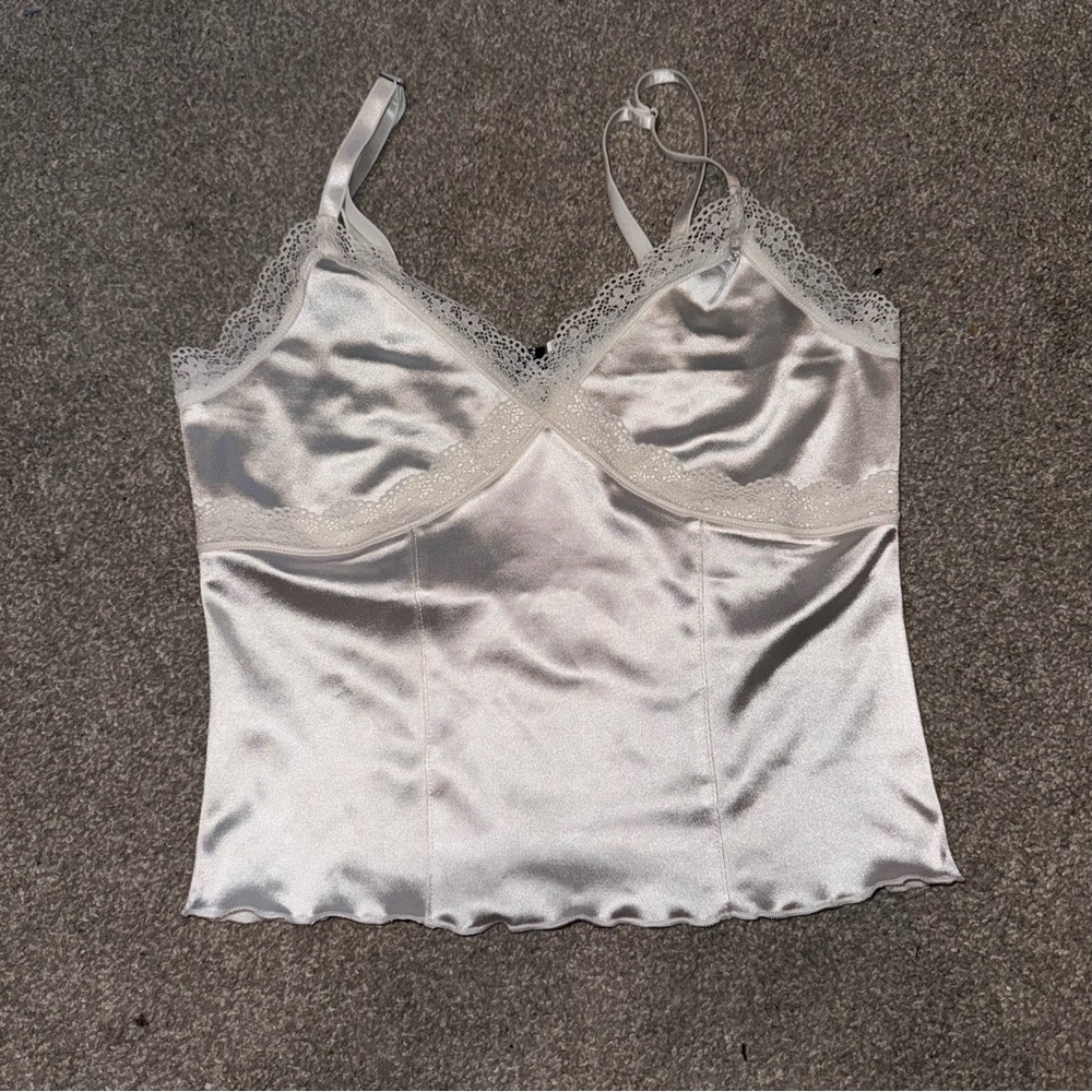 H&M White Lace-Trimmed Camisole - Size XS
